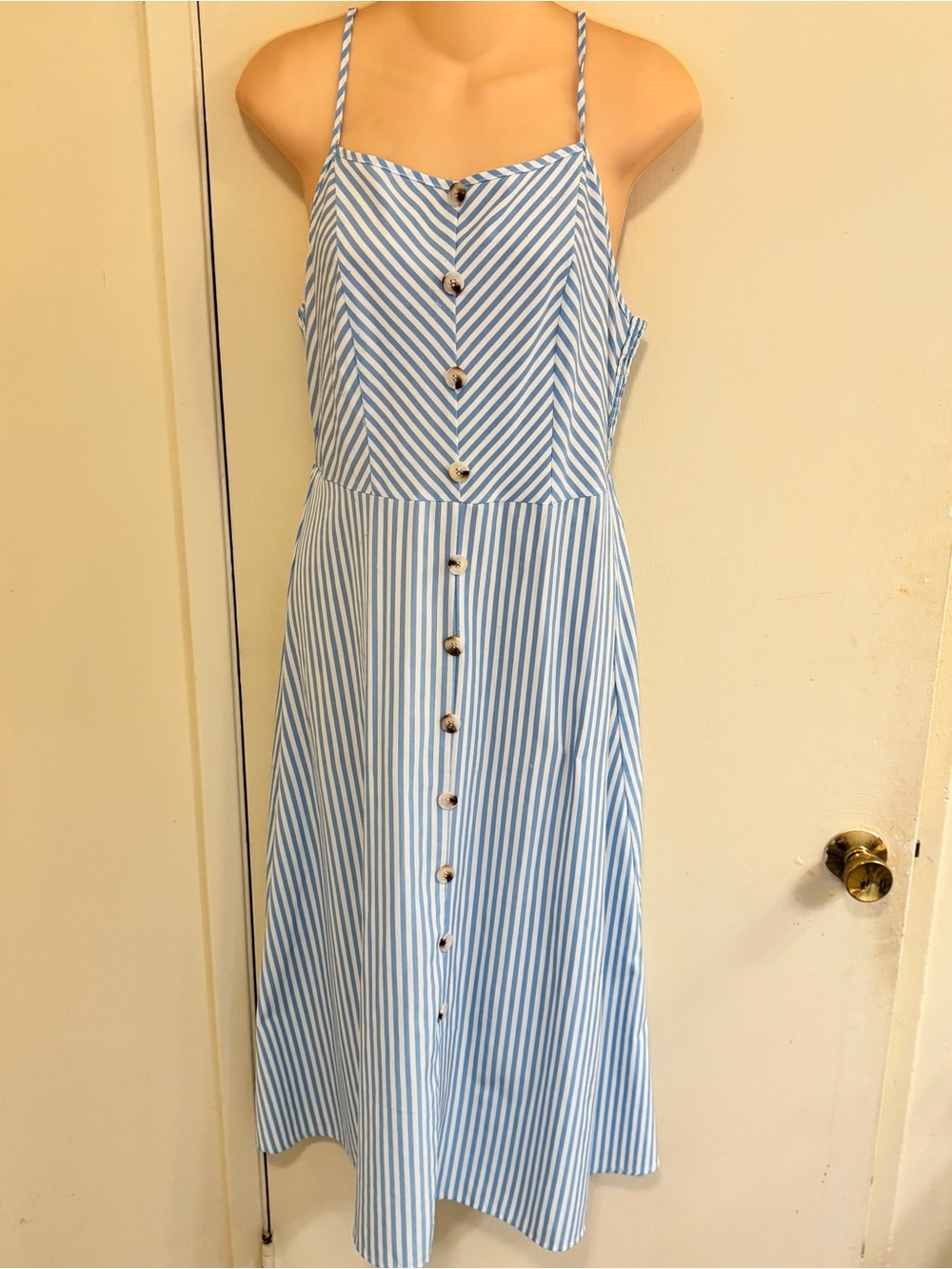 Beautiful Blue and white Striped Button-Front Sundress size L